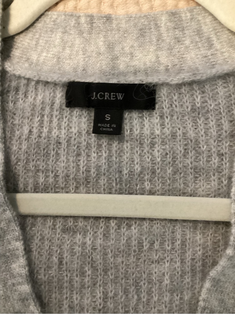 J. Crew Light Gray Cropped V-Neck Button-Front Ribbed Cardigan - Picture 6 of 8